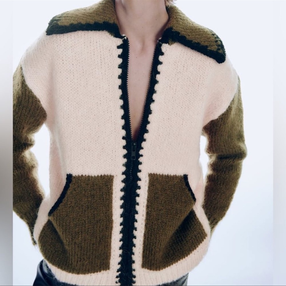 ZARA COMBINATION KNIT CARDIGAN